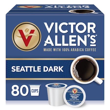 Victor Allen Victor Allen's Coffee Seattle Dark, Dark Roast, 80 Count, Single Serve Coffee Pods for Keurig K-Cup Brewers, PK80 FG016441RV